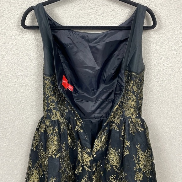 ML Monique L’huillier Gold Black Lace Fit Flare Mini Dress Party Birthday Sz 8 - Picture 6 of 12